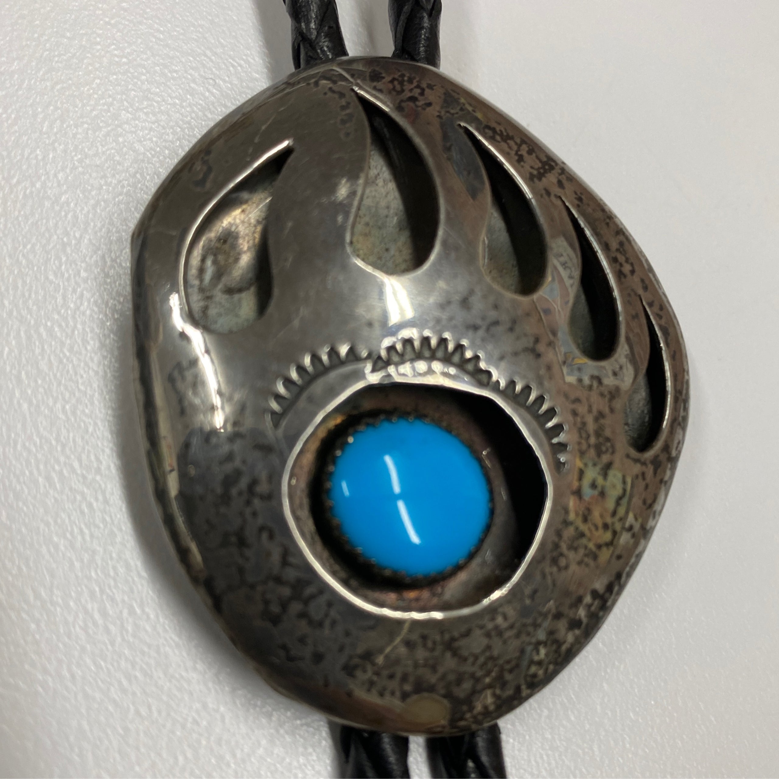 Vintage Pearlene Spencer Shadowbox Turquoise and Sterling Bolo Tie